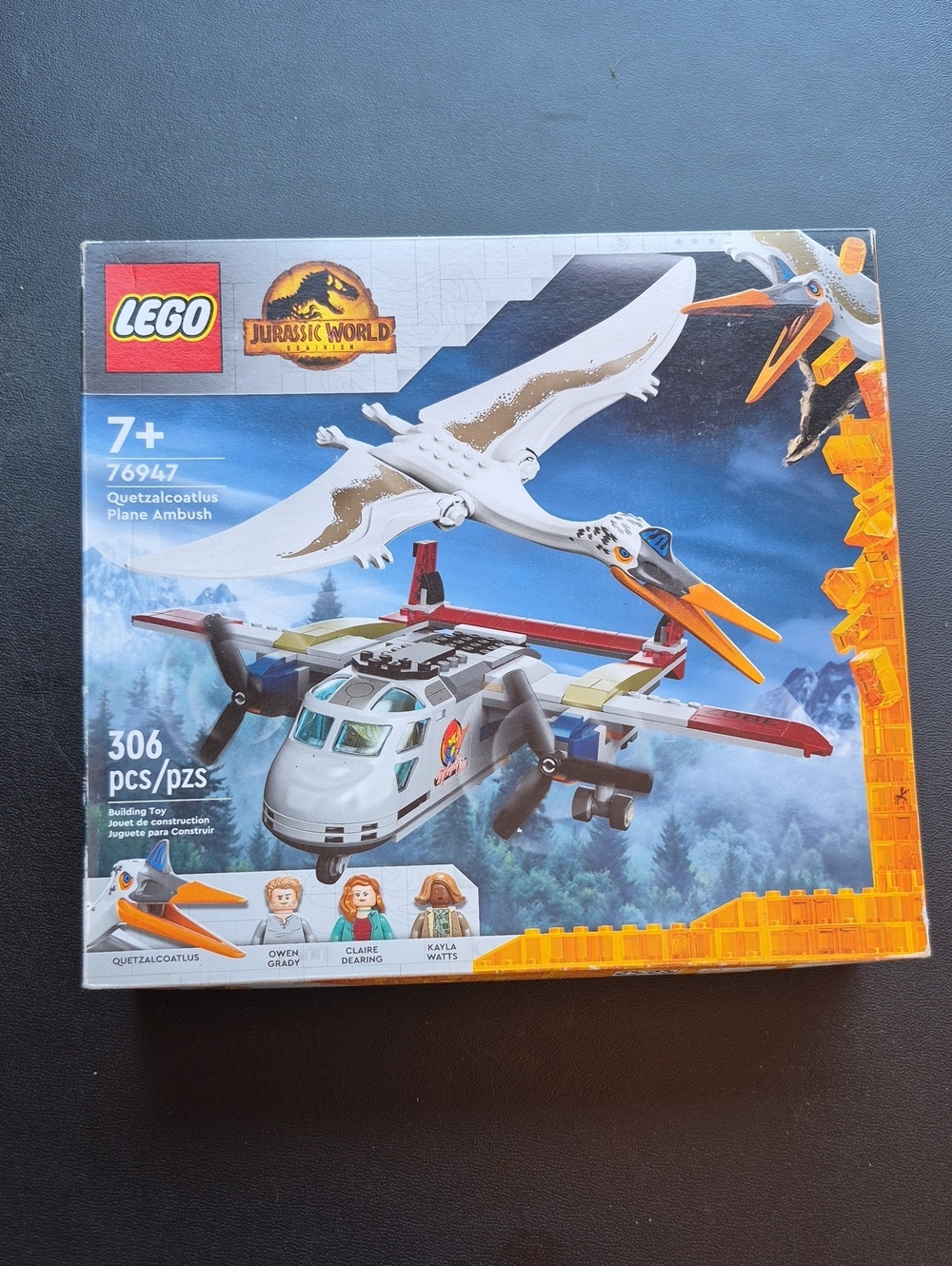 Lego Jurassic World Quetzalcoatlus Plane Ambush - White, Orange, Red, Blue, Gray